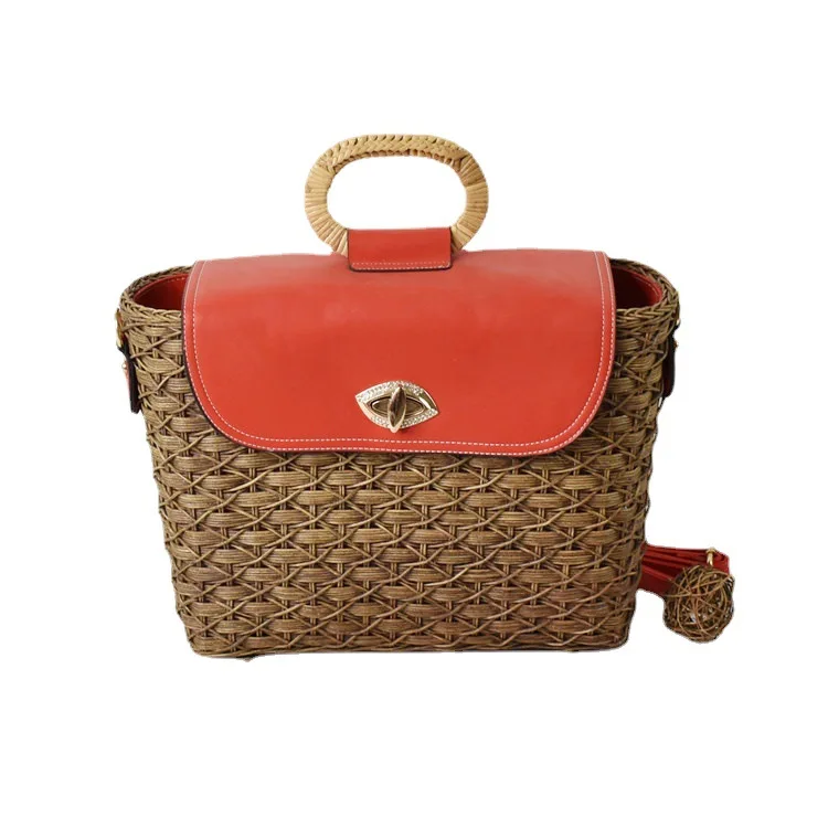 2024 Niyang European and American retro handmade rattan bag, shoulder crossbody handbag, versatile women's bag