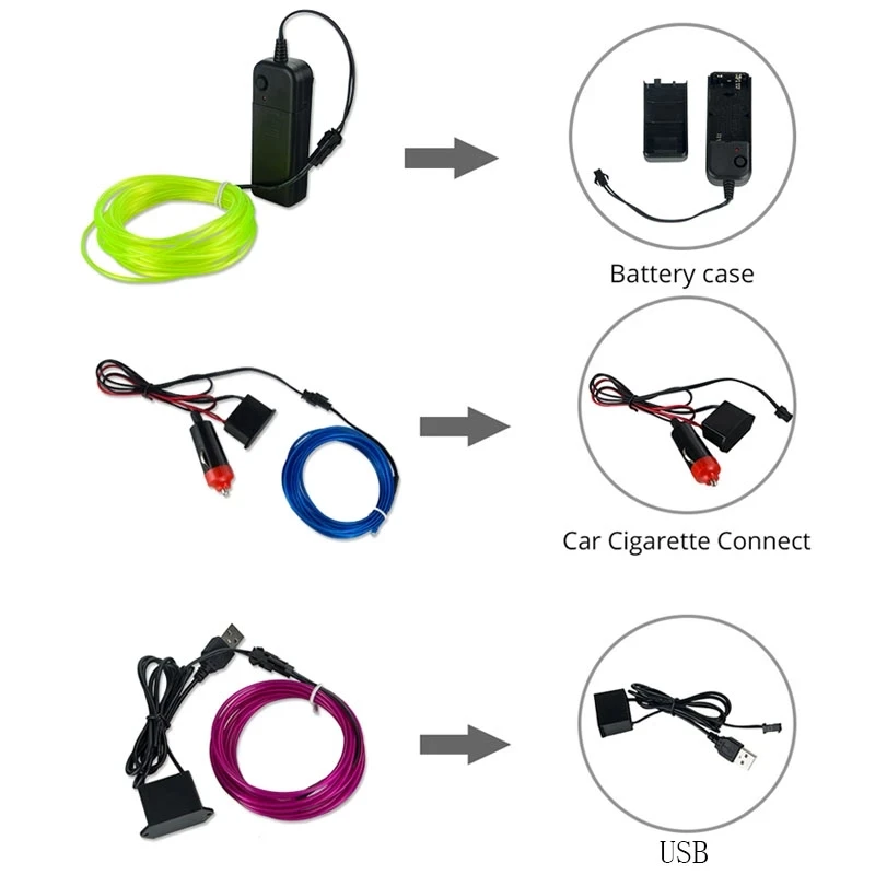 car interior el wire ambient led light strip car el wire light cold  el light for car