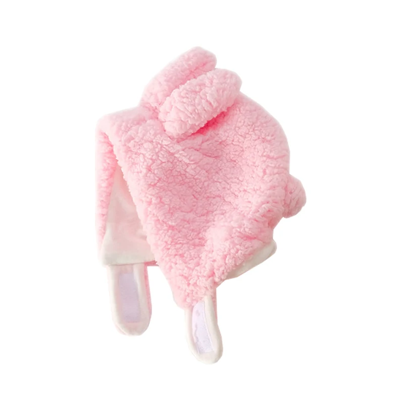 Solid Color Cute Design Rabbit Ears Bunny Baby Winter Hats Newborn Photography Props Sherpa Faux Cashmere Hat for Baby Girl