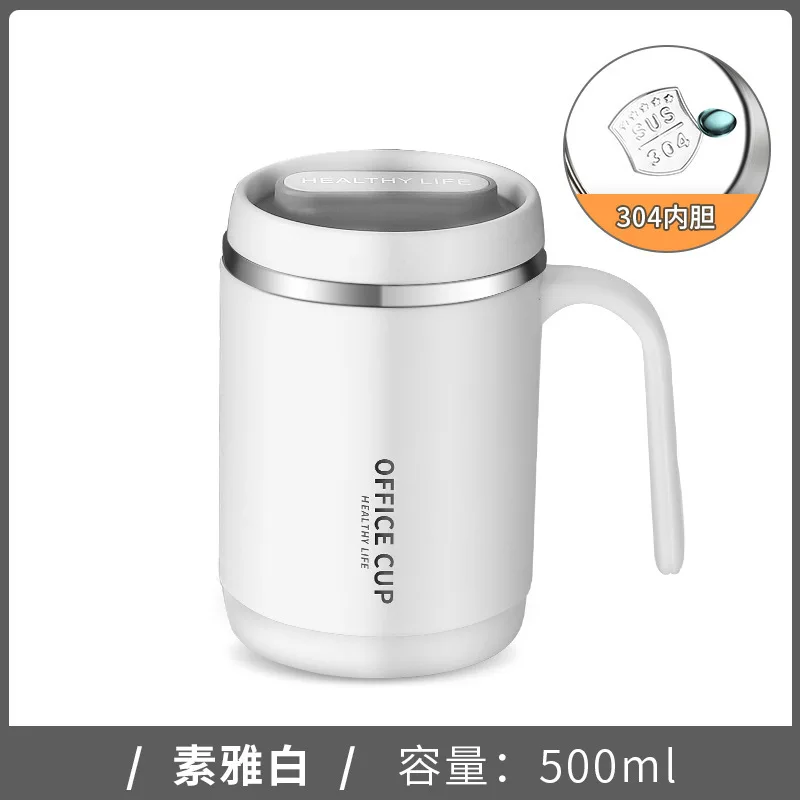 18/10 stainless steel office portable thermos cup food grade mug with lid and handle