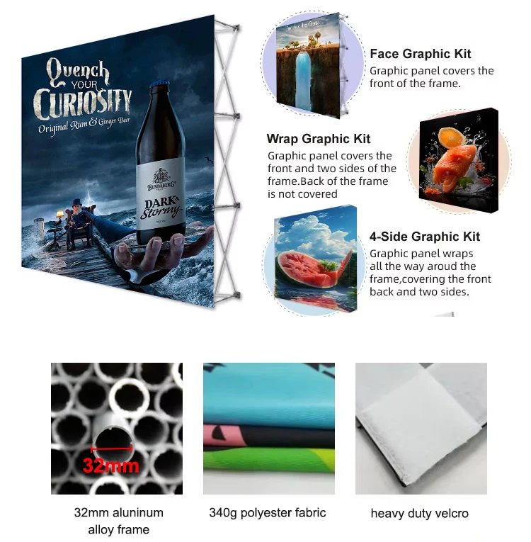 Customized Halloween Festival Exhibition Backdrop Durable Thermal Transfer Printing 260g Tension Fabric Pop Textile Banner