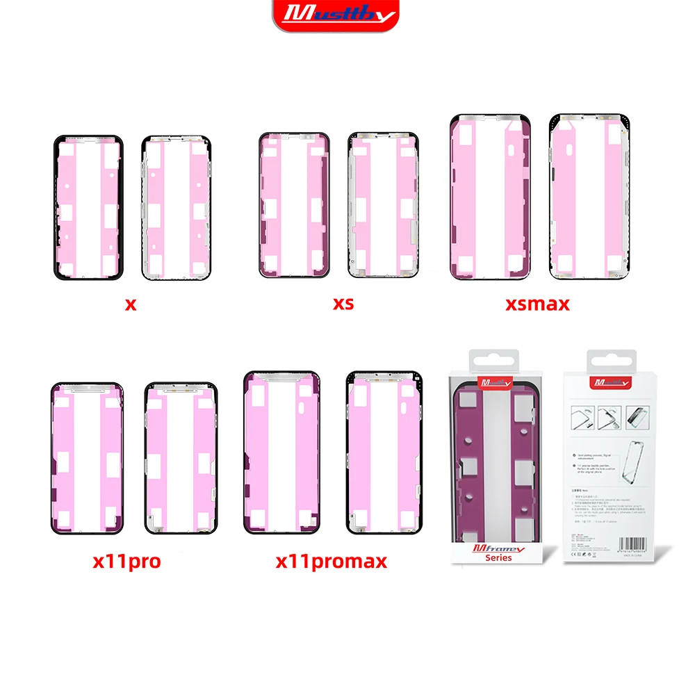 Original Bezel Frame With Adhesive Tape For iPhone 11 12 Pro X Xs Max 12Pro 11Pro 12Mini LCD Middle Frame