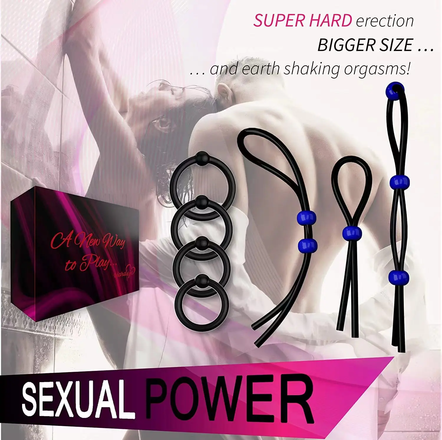 HOT sale delay ejaculation glans penis cage cock sex toys rings sleeve triple black cock rings for men