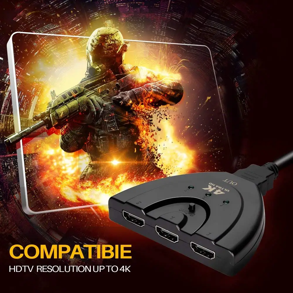 3 Input 1 Output Hub HDMI Switch Version 3in 1out Construction Multi Port 3D Video Switcher 4K*2K