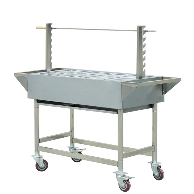 Сверхмощный коммерческий гриль для барбекю на древесном угле из нержавеющей стали с вентилятором dranght