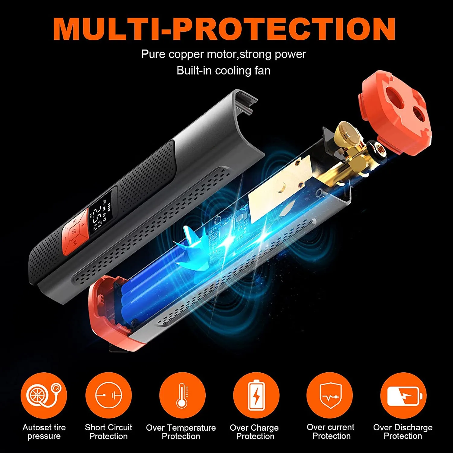 Tire Inflator Portable Air Compressor Air Pump for Car Tires Car Accessories, 12V DC Auto Tire Pump with Digital Pressure Gauge