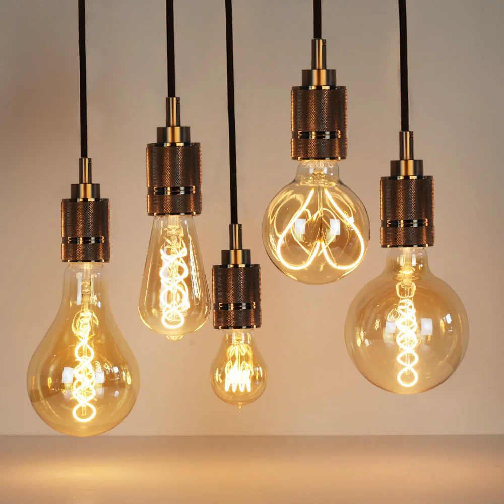  Antique style Lamp Light E27 Bulb Clear or Amber glass Home Decorative LED Filament