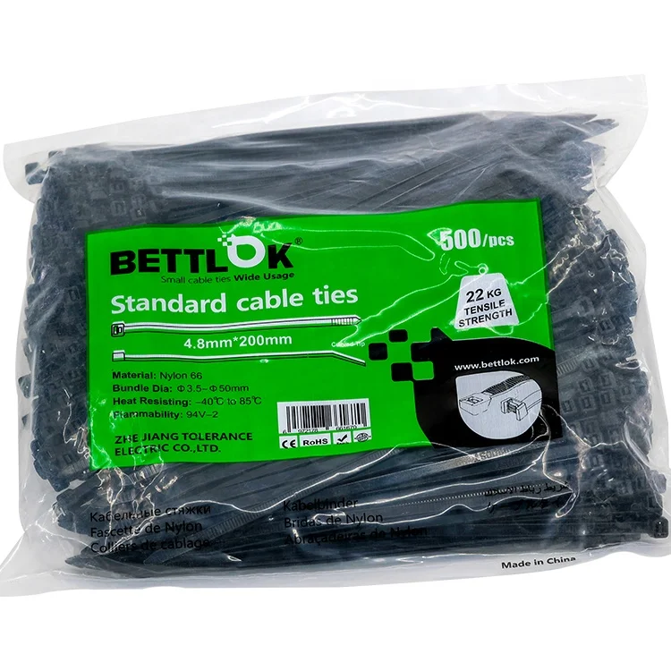 Bettlok China supplier nylon 66 pa 66 material plastic nylon cable tie supplier cable clamp strap wraps