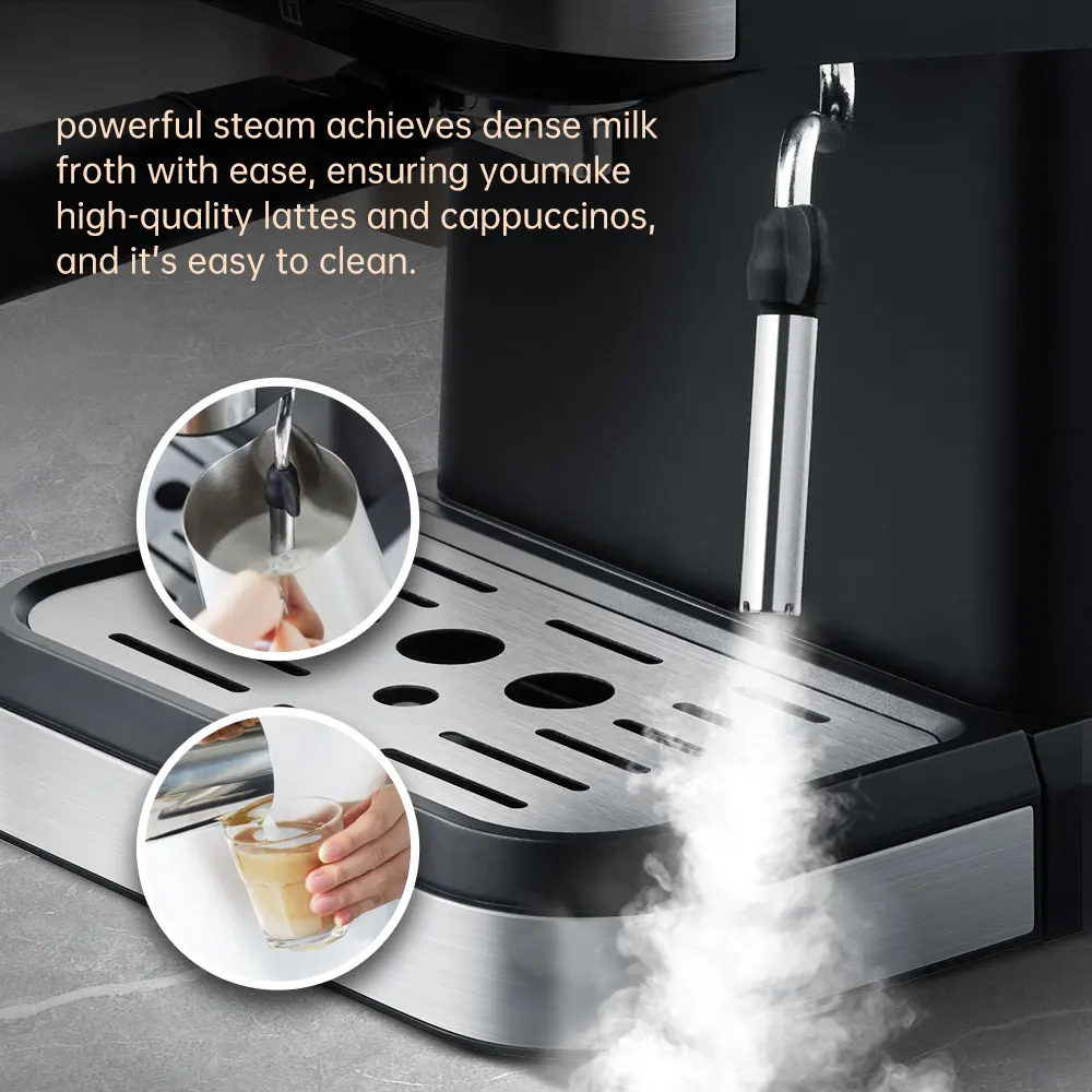 Italian Espresso Coffee Maker Machine 1500ML Steam Coffee Making Machine 20 Bar 1050W Frothing Cappuccino Coffee Maker