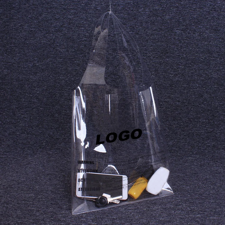 Double Thickness Customized Printing Pvc Plastic Tote Reusable Shopping Bag