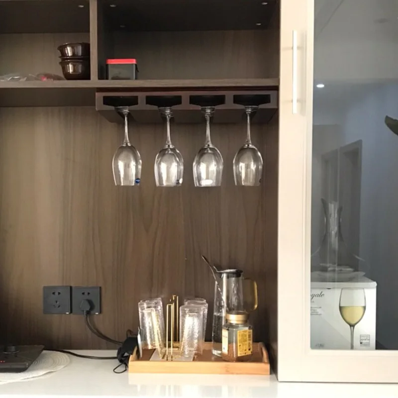 
Wall Mounted Under Counter or Cabinet Stemware Storage Space Saving Unfinished Wine Glass Holder 