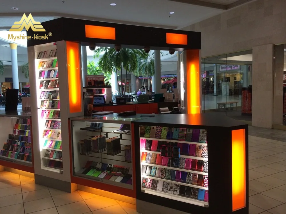 Myshine phone shop cell phone showcase display counter cellphone kiosk new type mobile phone repair kiosk