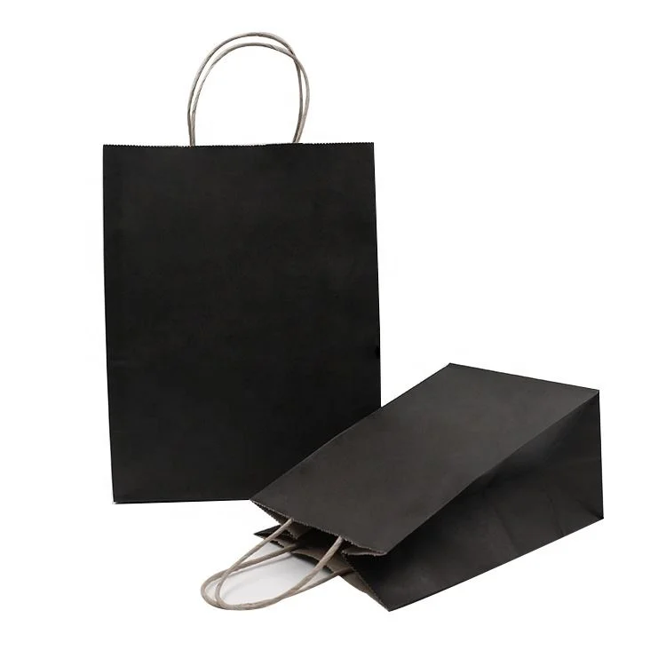 luxury boutique retail shopping gift packaging custom printed black small paperbag with your own logo