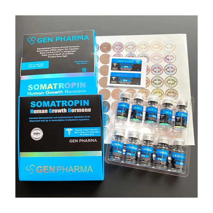 Pharma packaging 52 - Red printing hot sale product packaging label Injectable steroides label sticker Growthh Hormone labels