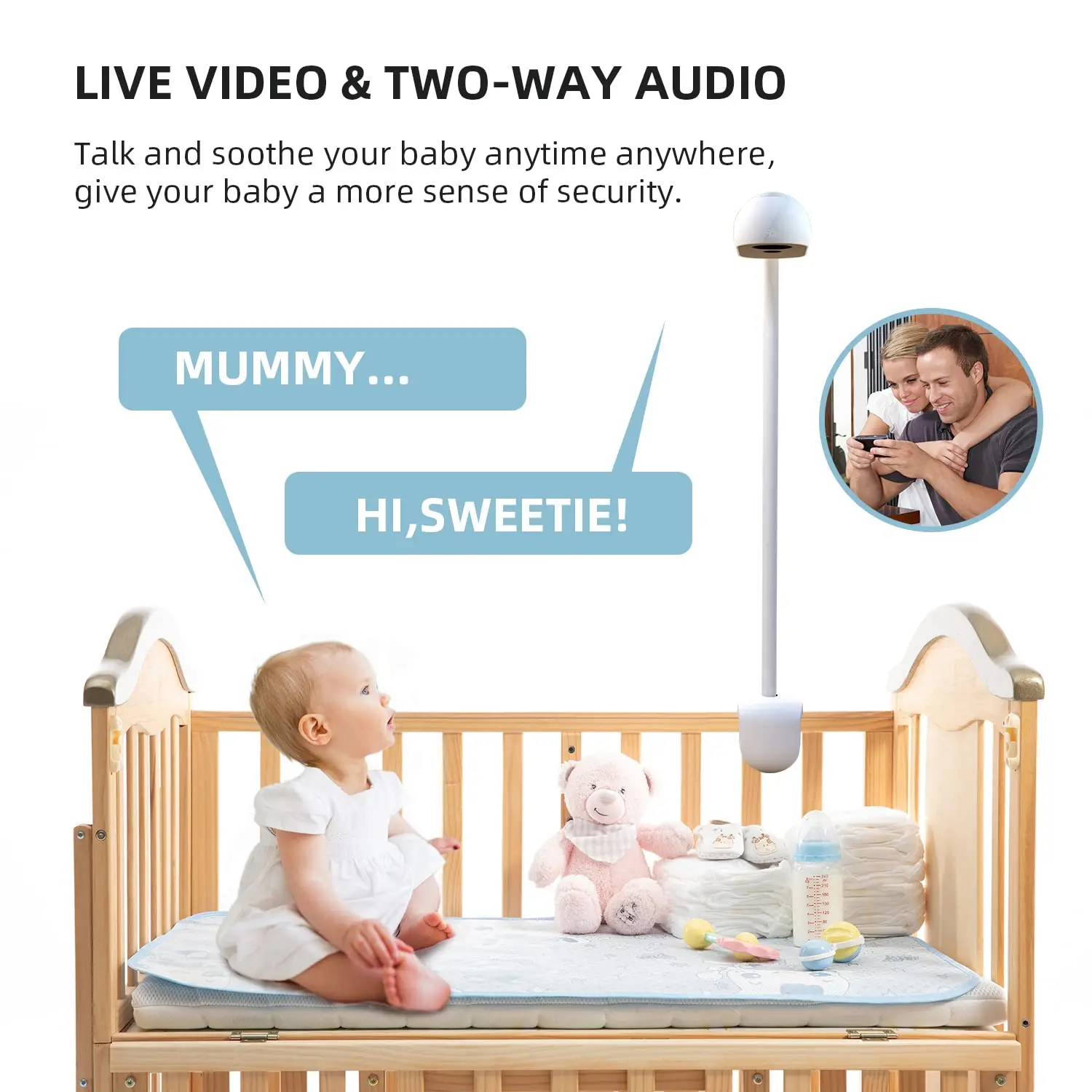 HD LCD Audio Night Vision Temperature Baby Monitor New 2022 Hot 4 3 Inch White Camera Wireless Technology Power Sensor Adapter