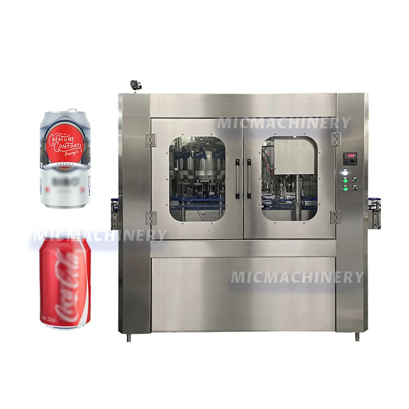 Fully automatic small cardboard gas beverage  goli soda  juice craft beer tin can filling machine
