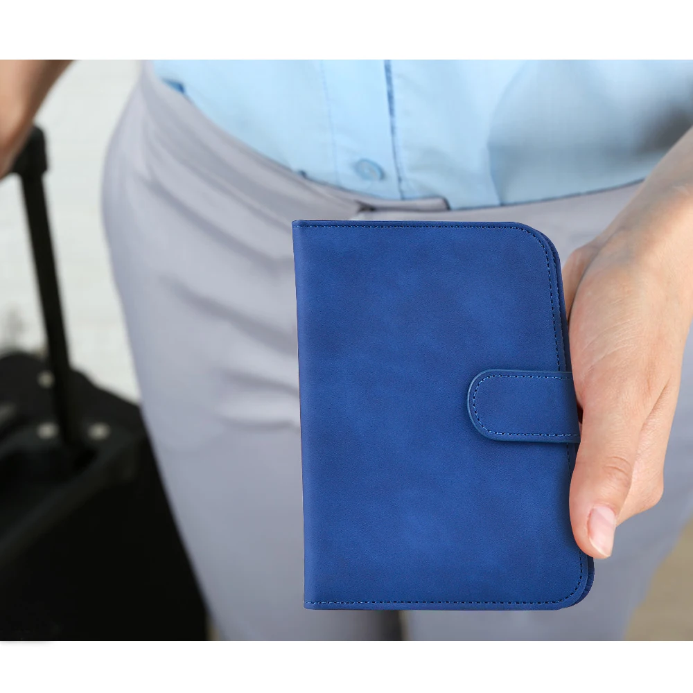 Customized High-end Quality RFID Passport Bags Family Travel Wallet PU Leather Booklet Passport Holder Sleeve Case
