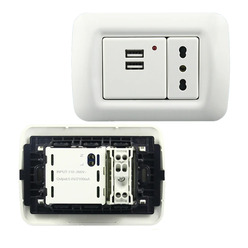 Italy Italian Smart Home Multi Outlet Europe European Double Electric Universal Wall Socket with USB