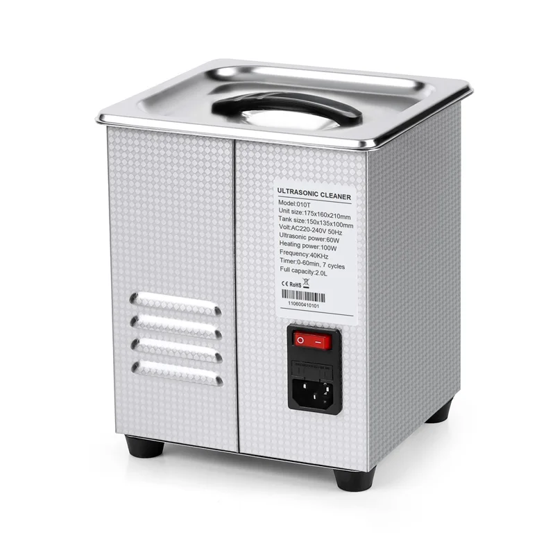 Household Ultrasonic Cleaner Stainless Steel Bath 60W Piezoelectric Transducer Glasses Cellphone Board Jewelry Washer