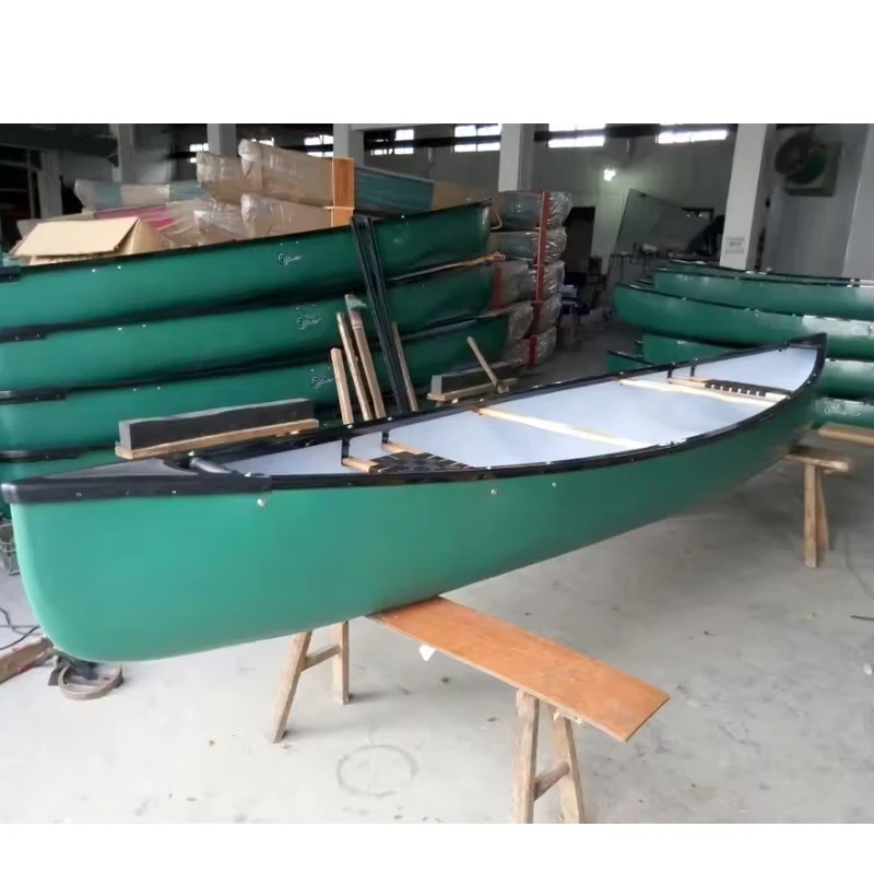 Canoe Kayak Roto-molded LLDPE Water Play Equipment Paddling Water Sports 486cm Canadian Canoe with 2 wooden seats