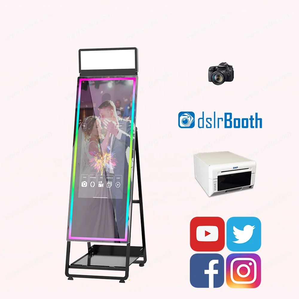 2024 iPad Photo Booth Stand 32 Inch LCD Touch Screen Monitor Selfie Kiosk Camera Mini Pc Printer Adapted