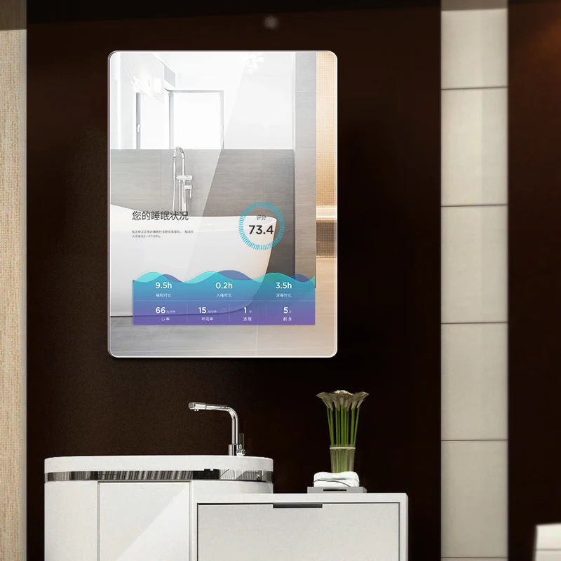 Customized modern bathroom waterproof smart touch screen led light mirror