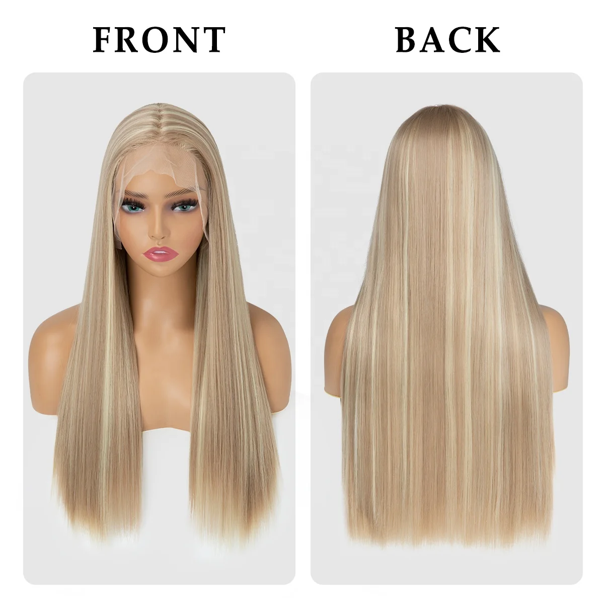 SARLA Wholesale Suppliers High Quality Long Cheap Synthetic Wigs Straight Silk Base Hair Lace Front Wig For Black Women Blonde