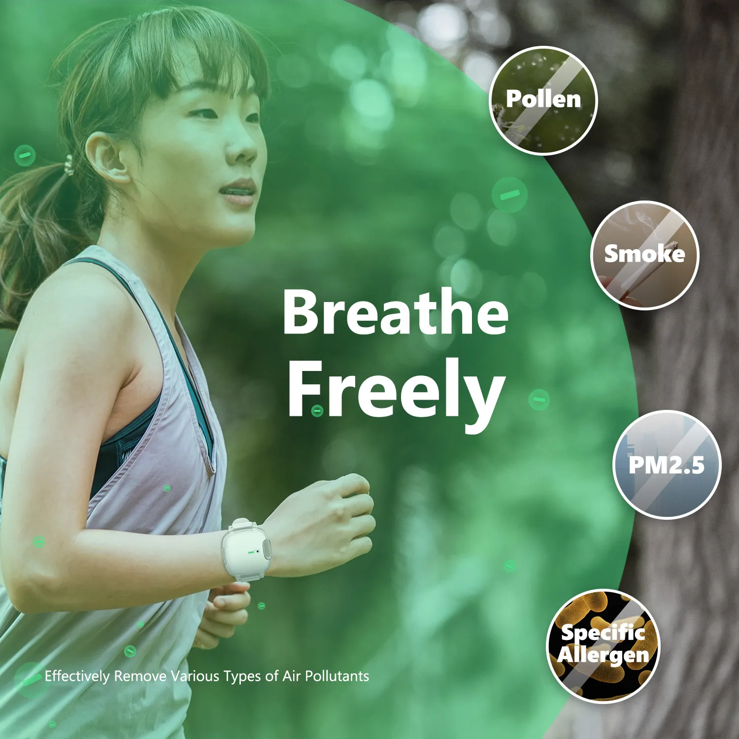 2-In-1 Portable Small Wrist Wear Air Cleaner Rechargeable Personal Mini Wristband Necklace Air Purifier