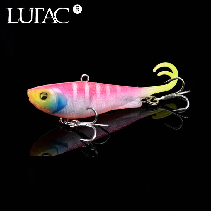 LUTAC Fishing Soft Lures Soft Vibe Lure Bait TPE Plastic YY02B 65mm 10g Sinking Vib Soft Lures