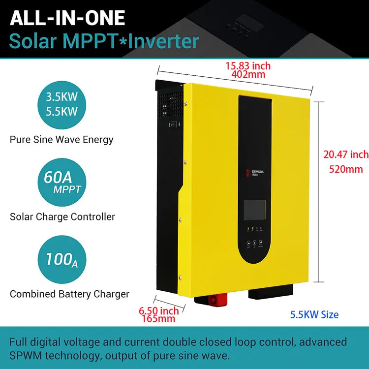 Lifepo16 Battery MPPT Hybrid Inverter 24v 48v DC to 220V AC 3500W 8 kw hybrid inverter