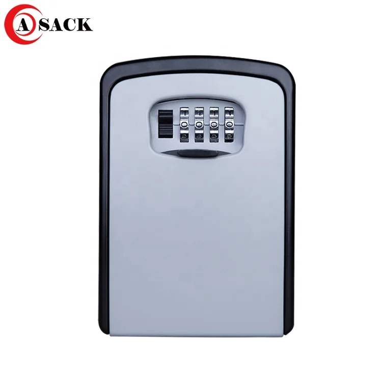 ASACK Wall Mounted Aluminum alloy Key Safe Box 4 Digit Combination Key Storage Lock Box