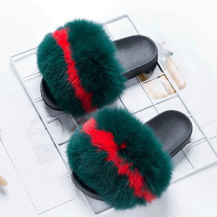 Urbanized Fluffy Gorgeous fur slider women fluffy fur slippers racoon furry house slides