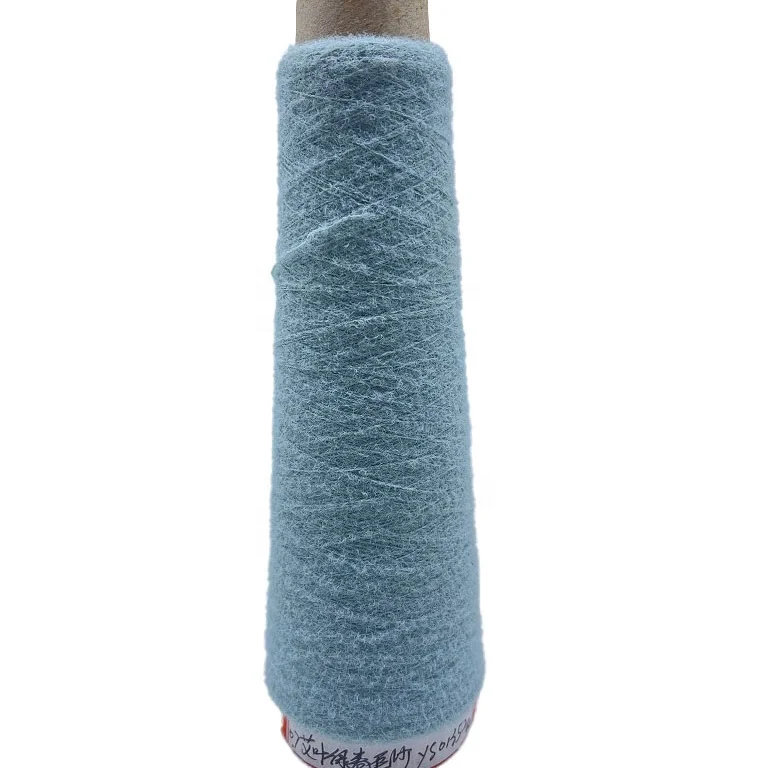 Wholesale Nylon 0.7 Blue Green Plush Fluffy Mink Fur Crochet Line Yarn For Knitting Machine