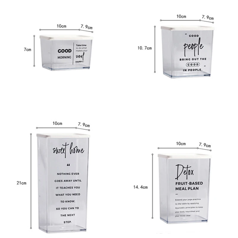 
Nordic Grain Storage Box Transparent Plastic Sealed Jar Kitchen Food Snack Nut Storage Bottle Moisture Salt Sugar Seasoning Tank 