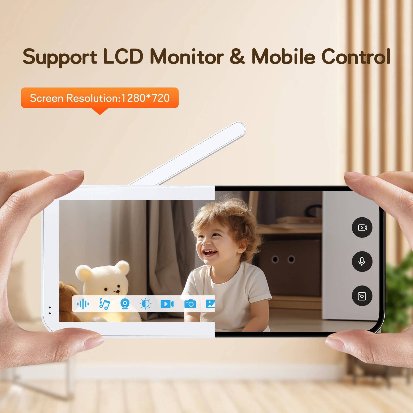 Dual Mode 5 Inch 2K Pixel Graffiti Smart Baby Monitor Baby Care Infrared Night Vision Indoor Monitor