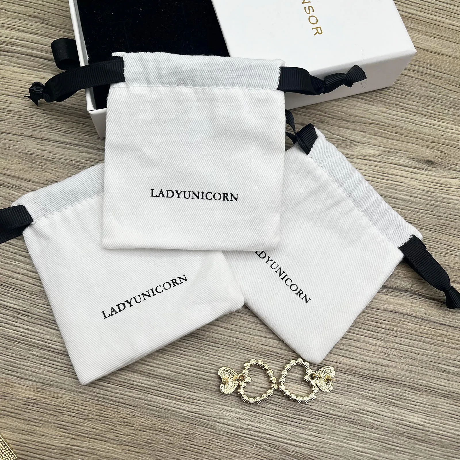 Wholesale Grosgrain Ribbon  Canvas Cotton Gift Packaging Pouch Twill Cotton Pouch with Logo