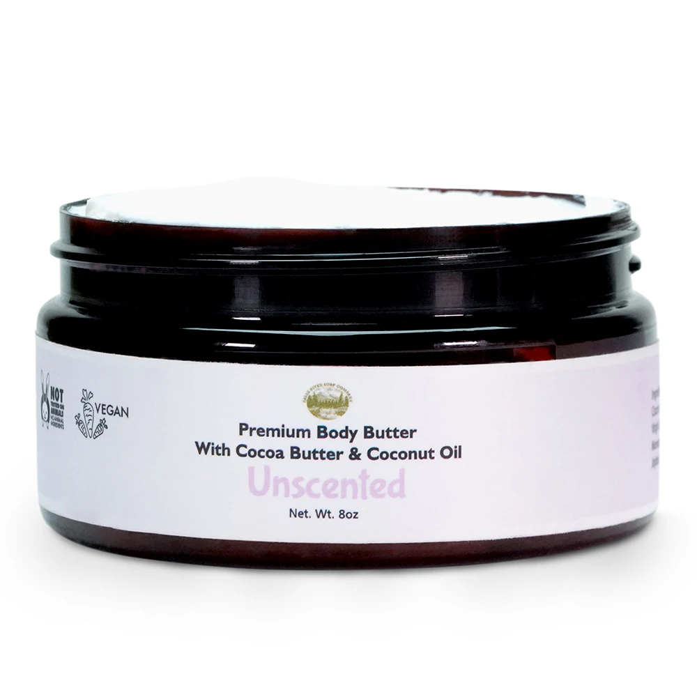 Private Label Organic Skin Care Premium Body Butter - Unscented Moisturizing Body Butter With Cocoa Butter and Coconut Oil