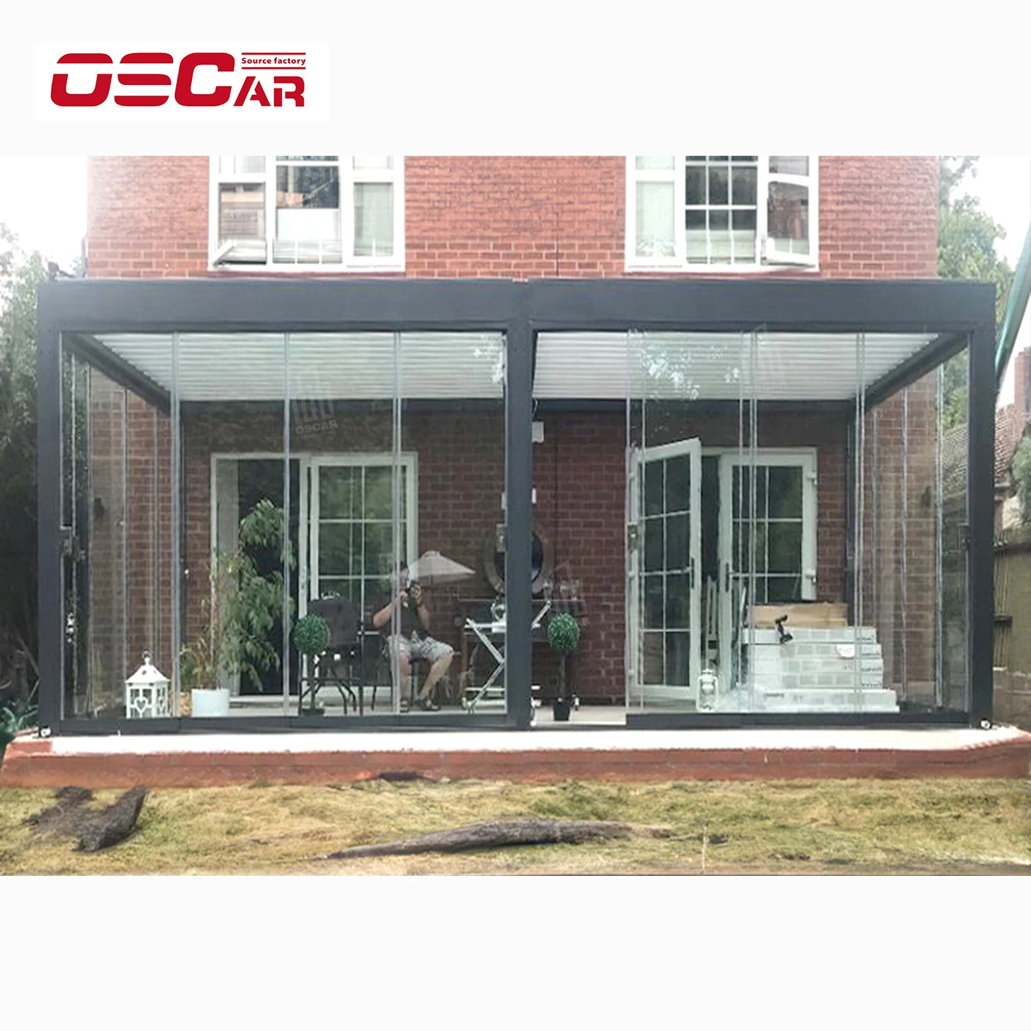 Oscaracso Modern Luxury Gazebo Awning Electric Curtain Roof Patio Waterproof Bioclimatic Outdoor Motorized Pergola Aluminium