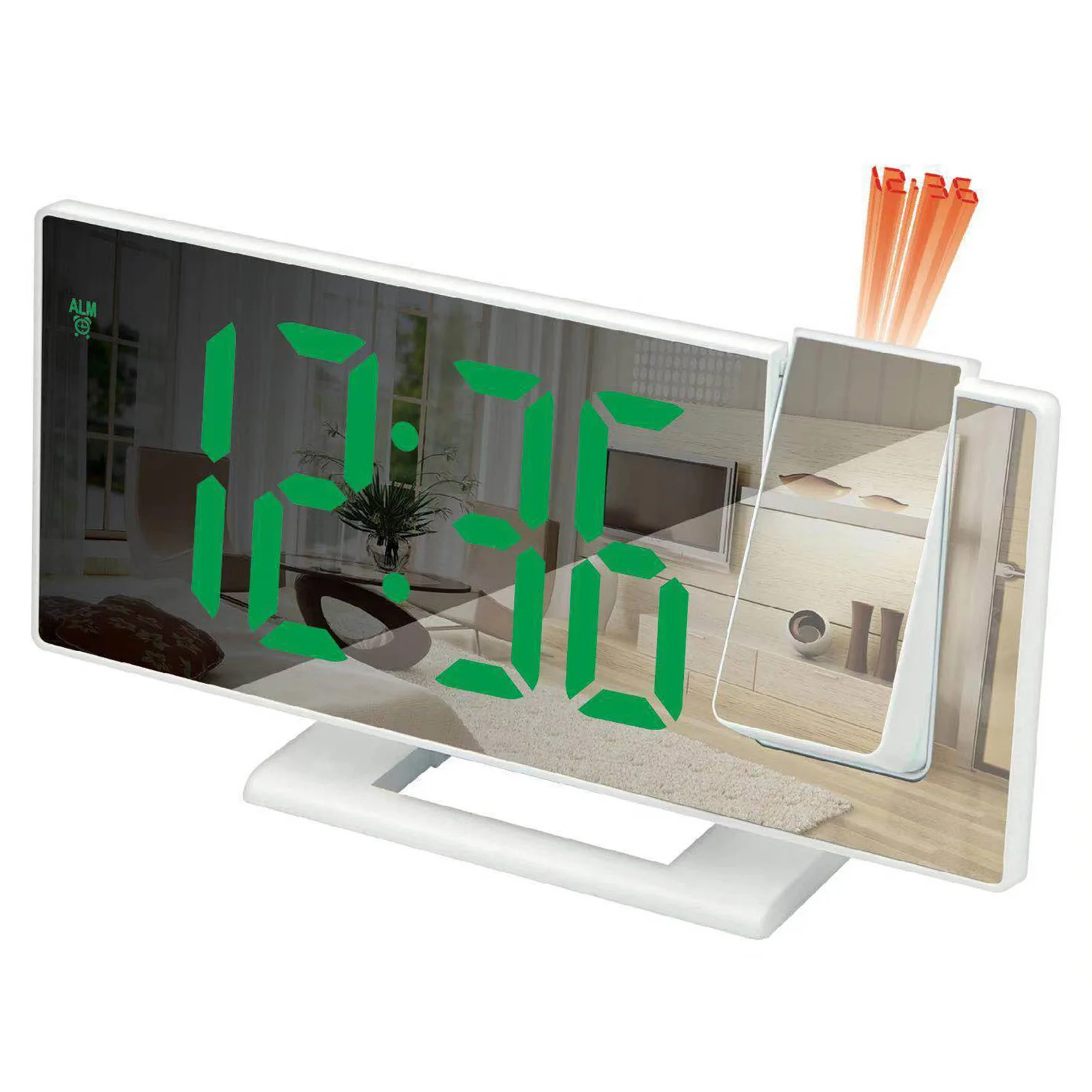 KH-CL017 Clear Readout Digital Bedside Projection LED Mirror Alarm Clock with 0-100% Dimmer