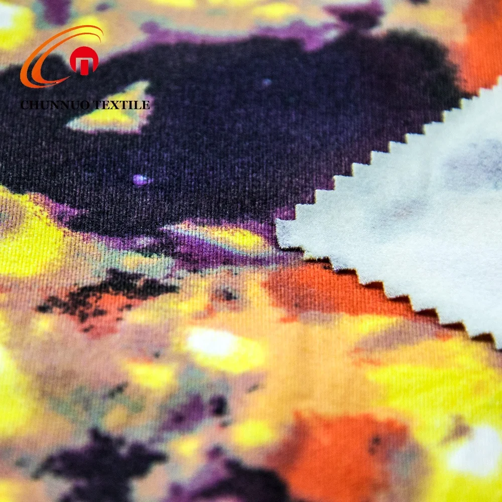 Чуннуо текстиль мягкость галстук-окрашенный принт дизайн 95% полиэстер 5% спандекс Dty матовая ткань