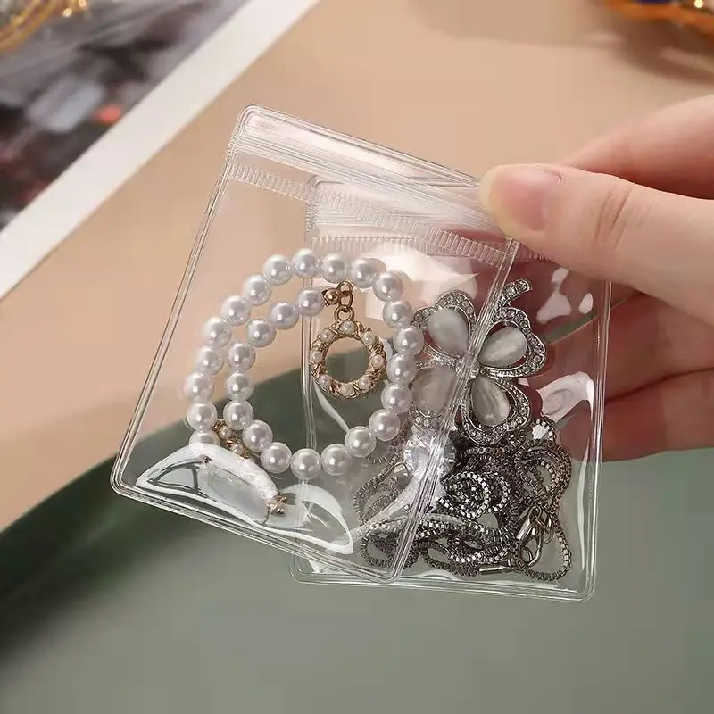 Custom Plastic Jewelry Packaging Transparent Small PVC Pouch Clear Bags With Zippers