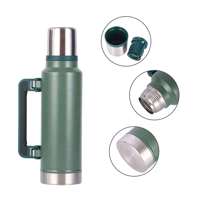 Outdoors Stainless Steel Thermos Flask, Thermos 1.1 Qt,  Thermos 16 Oz