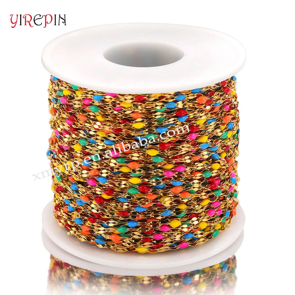 Bulk Wholesale Gold Lip drip oil chain stainless steel Enamel chains for DIY necklace Bracelet Jewelry making