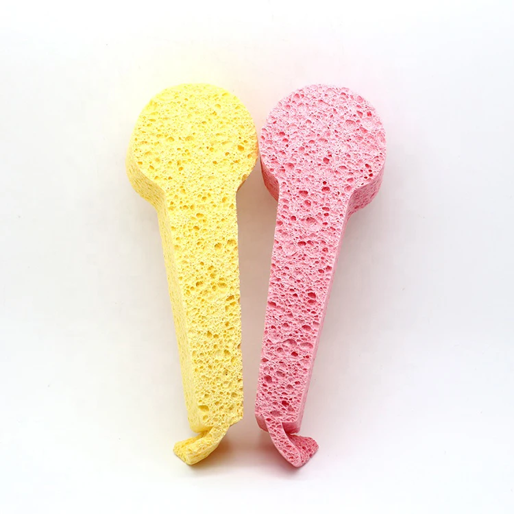 Factory outlet 100%  biodegradable cellulose microphone shaped body wash sponge shower sponge