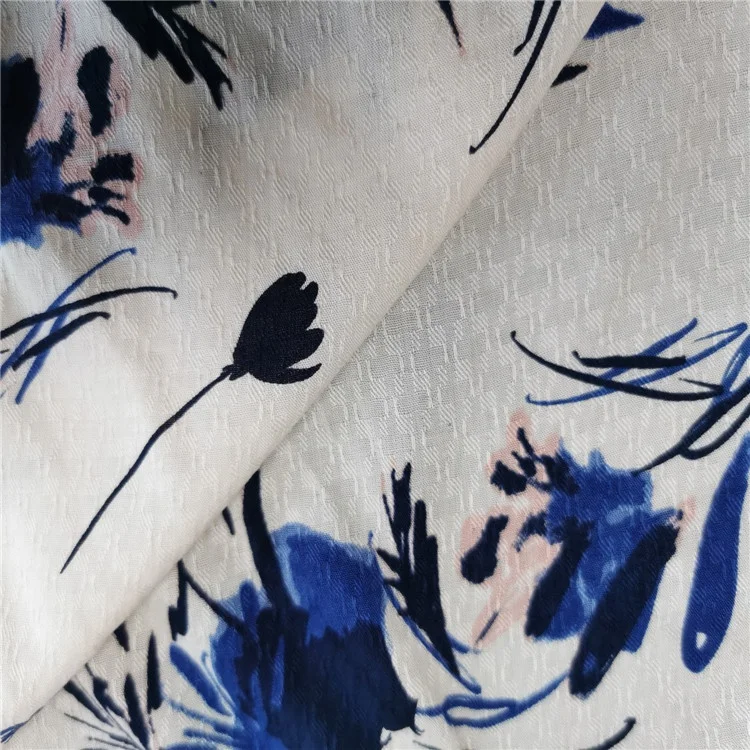 High quality soft and confortable flower design in rayon dobby fabric