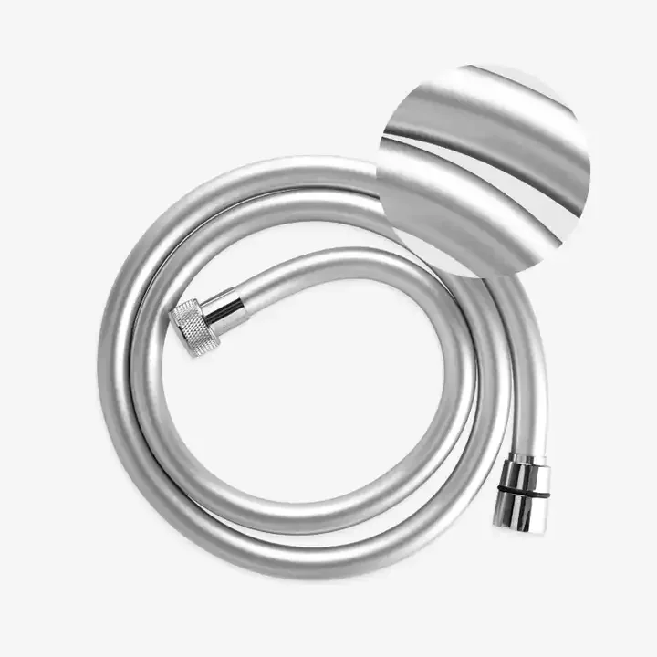 1.2m 1.5m 2m Non-toxic Leak proof Handheld Silver Shower Pipe Head Hose Flexible PVC Silver Grey Shower Hose