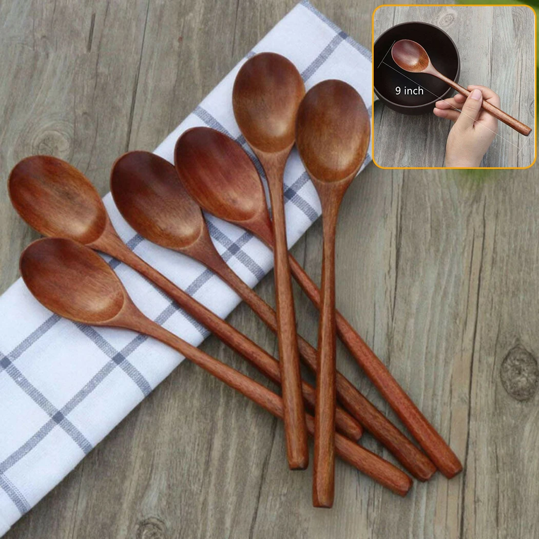 Wooden Spoon Bamboo Kitchen Natural Wood Soup Tableware Cooking Honey Bamboo Coffee Spoon Mixing Spoon