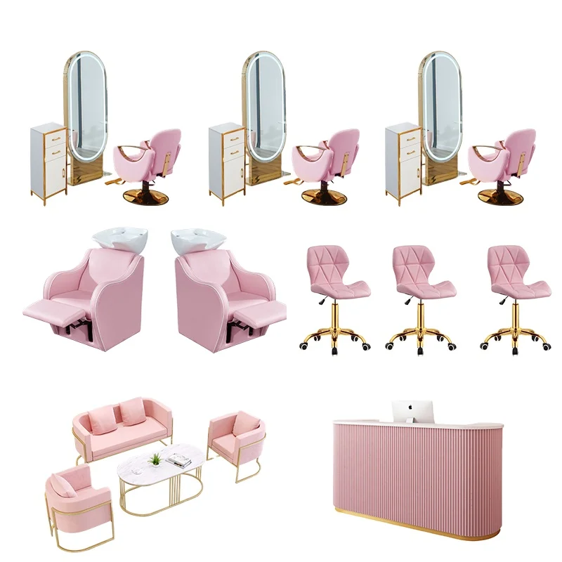 Modern Fashion Pink Salon Set Furniture Products, Fresh Barber Furniture Products  ZY TZ001