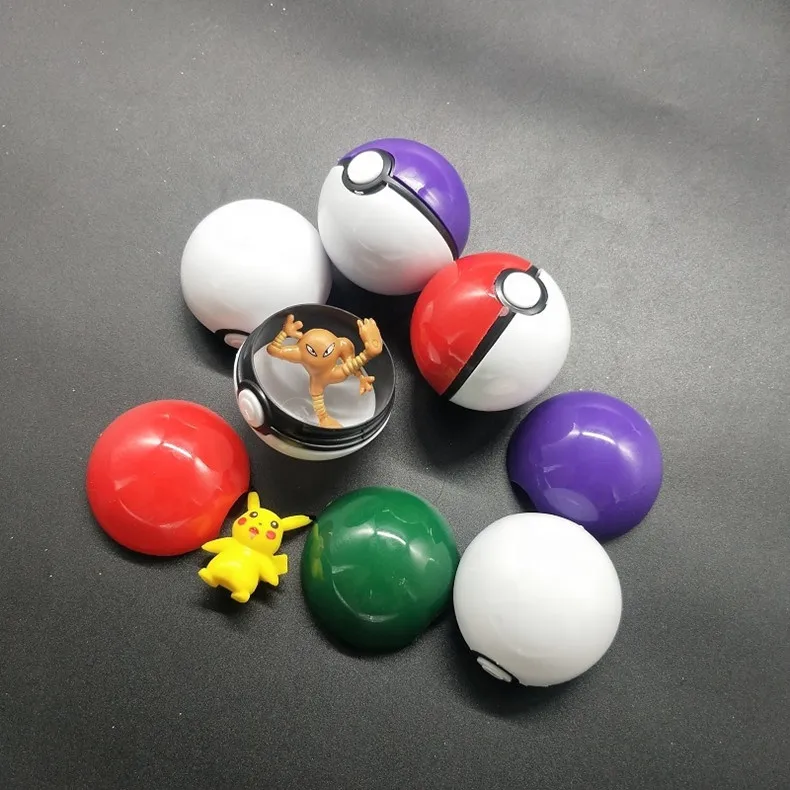 Popular Hot-sale Wholesale Capsule Toys 5cm Plastic PokeBall With inside Cartoon Figure Doll Pocket Monster Game Ball for Kids