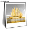 Gold Crystal Luxury Ship And Sea Painting Sail Ship Art Painting